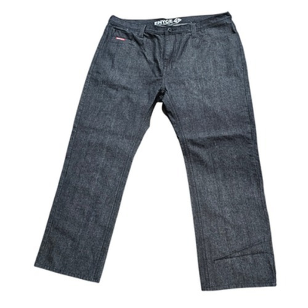 ENYCE Men's Size 46 Dark Gray Denim Jeans Straight Leg Relaxed Fit Embroidered